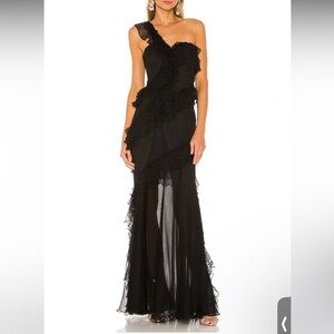 AMUR Harlow Black Ruffle Dress.